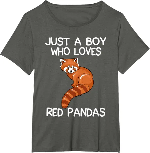 Vista 86 de Just A Boy Who Loves Red Pandas Gift - Camiseta con diseño de panda roja, Negro, S