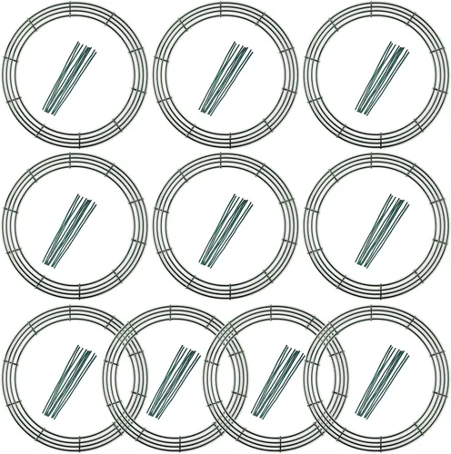Vista 18 de Paquete de 10 marcos de corona de alambre de 8 pulgadas, forma de corona redonda de metal con diseño de anillo para manualidades, proyectos florales
