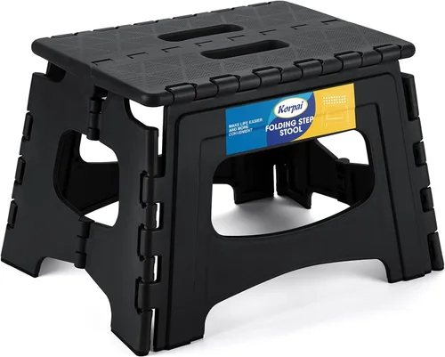 Vista 15 de Korpai Taburete plegable de 9 pulgadas para adultos, niños, taburetes plegables antideslizantes con mango portátil, taburete plegable de plástico