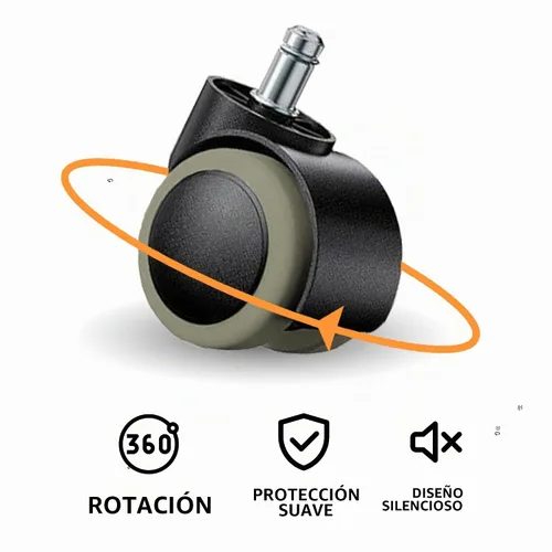 Vista 7 de FOH Juego de 5 ruedas para silla de oficina de 2 pulgadas, vástago de 0.394 in, banda de rodadura de PU