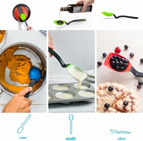 Vista 3 de Dreamfarm Supoon - Cuchara de cocina antiadherente para raspar silicona, para servir, mide 0.2 fl oz de cucharadita y 0.5 fl oz de cucharada, 11