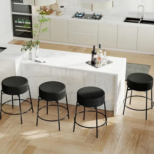 Vista 4 de SoarFlash - Juego de 2 taburetes de bar modernos giratorios, taburetes de barra de 24" Sherpa con asiento giratorio de altura de mostrador