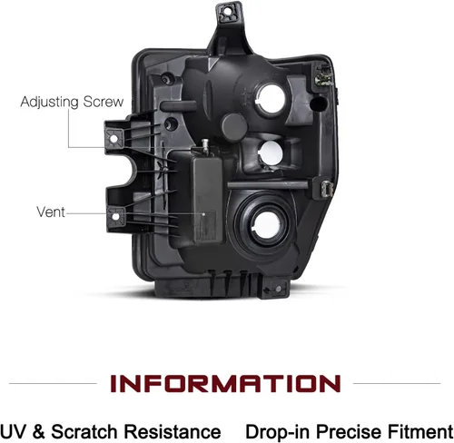Vista 3 de JSBOYAT Juego de focos delanteros de repuesto con bombillas para Ford F250 F350 F450 F550 Super Duty 2008-2010. Carcasa negra con reflector