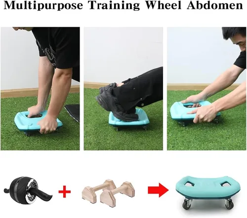 Vista 4 de Rodillo de abdominales para entrenamiento abdominal, equipo de ejercicio de rueda abdominal para entrenamiento de núcleo, rodillo de rueda abdominal