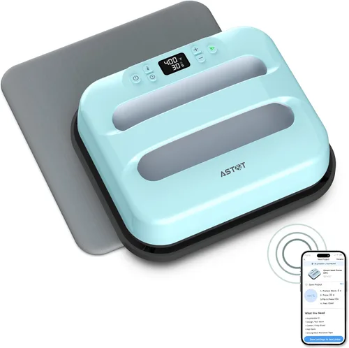 Vista 9 de AST&T Máquina de prensa térmica de 12 x 10 pulgadas, portátil y fácil de prensar para camisetas, almohadas, bolsas de mano y más, color blanco