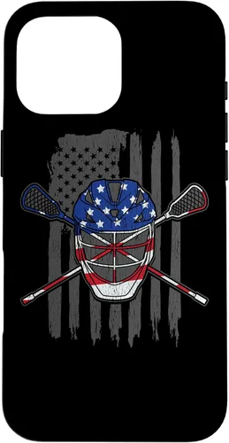 Vista 18 de iPhone 11 bandera estadounidense lacrosse Player Tee Lacrosse Portero caso