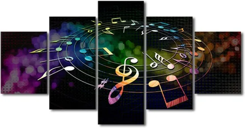 Vista 55 de Lienzo decorativo para pared, diseño de DJ Music Mixes the Track HD impreso en pinturas, 5 piezas de imágenes abstractas para sala de estar, obra