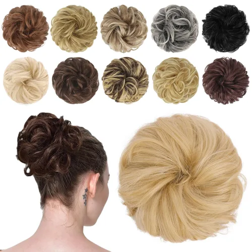 Vista 53 de FESHFEN Pieza de Cabello de Moño Desordenado - Extensiones de Coleteros de Moño de Cabello Ondulado Rizado Elástico Postizos Sintéticos para Mujeres