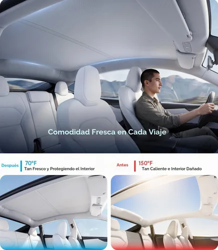 Vista 2 de Wigoo Para Tesla Model Y Juniper Accesorios Parasol Techo, Interior Gris