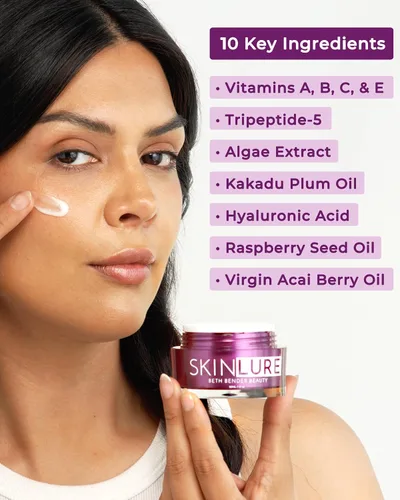 Vista 2 de Beth Bender Beauty SKINLURE Hydrate + Revive - Hidratante facial con vitamina C - Crema facial antienvejecimiento para pieles secas y sensibles, 1.7
