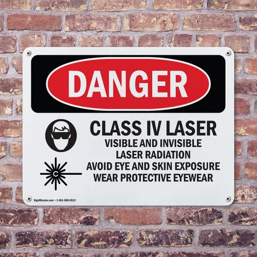 Vista 4 de (2 unidades) Señal de peligro OSHA visible e invisible con láser de clase iv
