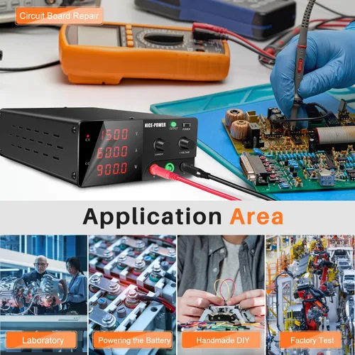 Vista 8 de NICE-POWER Fuente de alimentación de CC variable, fuente de alimentación de banco de alta potencia de 15V 60A 900W con perilla de codificador