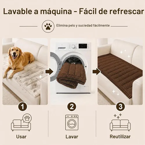 Vista 8 de decorUhome Funda de sofá para perros, funda antideslizante y mullida para sofá, para asiento, respaldo y reposabrazos, protector de sofá suave