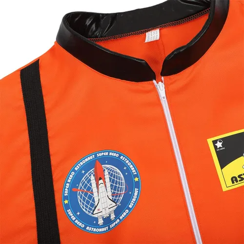 Vista 4 de Disfraz de astronauta para hombre, traje de hombre espacial, traje de piloto, traje de prisionero, disfraz de Halloween para adultos