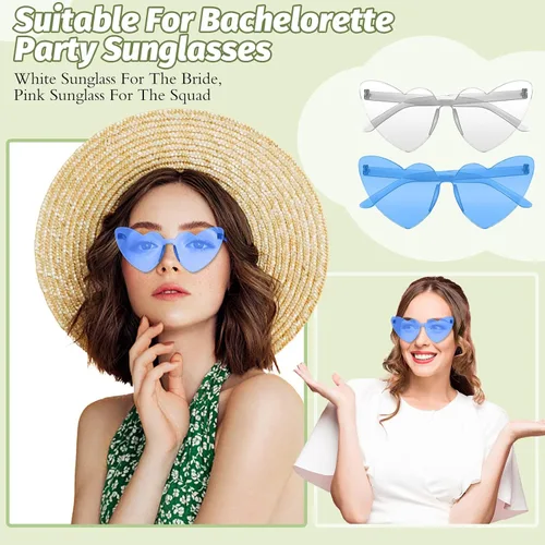 Vista 2 de 6 pares de lentes de sol con forma de corazón para mujer, para novia, tribu, regalos de despedida de soltera