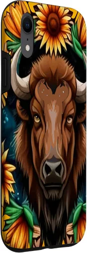 Vista 3 de American Bison with Sunflower Wreath Kansas State Tattoo Art Case for iPhone XR