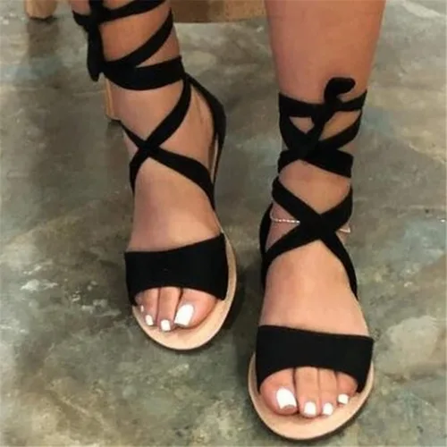 Vista 2 de Gibobby Womens Sandals Sandalias casuales de verano cómodas con tiras, sandalias bohemias casuales con cordones, sandalias planas de playa, zapatos
