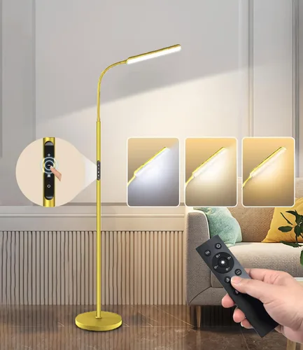 Vista 7 de Dimunt Lámpara de pie LED, ajustable sin escalones 3000K-6000K colores Dorado