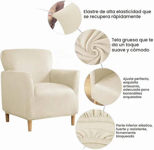 Vista 3 de MIFXIN Funda elástica para sillón de banquete, de terciopelo, 1 pieza, de elastano, elástico, protector de muebles, para sofá de 1 plaza con brazos