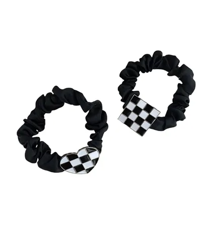Vista 7 de Checkered Plaid Scrunchies Black White Plaid Checkered Hair Scrunchies Checkerboard BW17 (3 Pcs-A3)