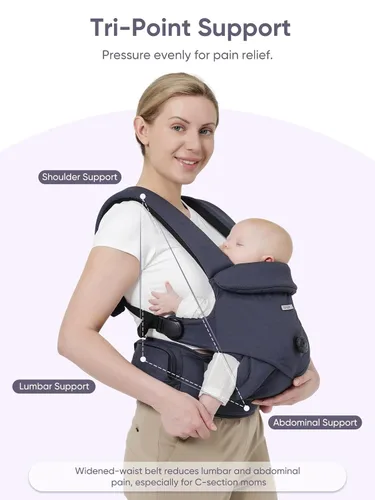 Vista 14 de bonoch EaseFit - Portabebés para recién nacidos a niños pequeños, perilla de ajuste para desarrollo saludable de la cadera del bebé, correa