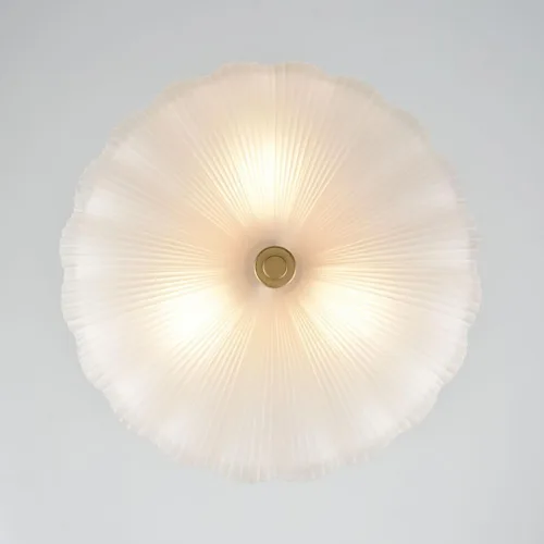 Vista 4 de DIRYZON Lámpara de techo semiempotrada de 12 pulgadas, luces de techo modernas, lámpara de techo de latón de 3 luces con vidrio esmerilado