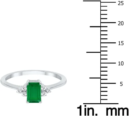 Vista 5 de SZUL Anillo de piedras preciosas y diamantes en oro blanco de 10 quilates (disponible en esmeralda, zafiro, topacio azul, amatista y más)