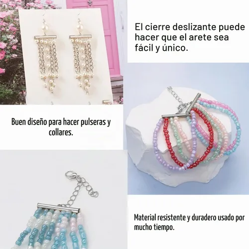 Vista 7 de Kit de cierre deslizante de plata EuTengHao para enhebrado, extremos de cordón de tubo con cierre de langosta, extensor de cadena, accesorios