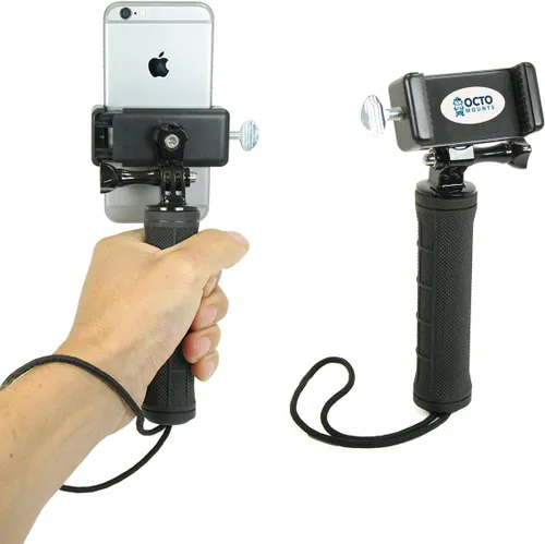 Vista 3 de OCTO MOUNT Estabilizador de mano de dispositivo dual para teléfono celular o cámara GoPro. Compatible con iPhones, Samsung Galaxy, HTC, etc.