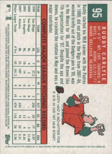 Vista 2 de 2008 Topps Heritage #95 Buddy Carlyle NM-MT Braves