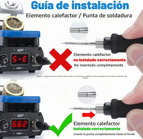 Vista 4 de WEP Estación de soldadura de precisión 982-I con control de temperatura, canales preestablecidos, conversión de °C-°F, modo de suspensión, apagado