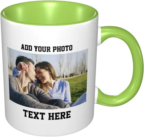 Vista 10 de Tazas de café con foto personalizada, taza personalizada con texto fotográfico, haz tu propia taza, taza de café con acento de cerámica, taza Negro
