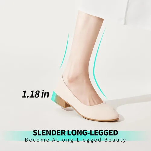 Vista 2 de ALTOCIS Zapatos de tacón grueso de bloque bajo para mujer, elegantes zapatos cerrados con punta redonda y plataforma baja para oficina