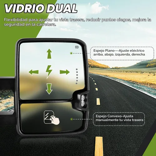 Vista 8 de Espejos de remolque para Chevy Silverado/GMC Sierra 1500 (2014-2018), 2500HD/3500HD (2015-2019) Switchback - Señal de giro dinámico/luces de marcha