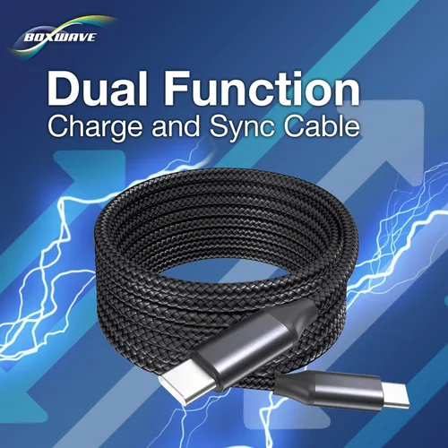 Vista 8 de BoxWave Cable compatible con Amazfit PowerBuds Pro - DirectSync PD Cable (10 pies) - USB-C a USB-C (100 W), cable largo de aleación de nailon