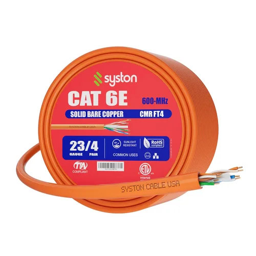 Vista 25 de Cable de Internet Ethernet Cat6e – 10 pies, 600 MHz 23AWG de alambre de cobre sólido desnudo apto para exteriores/interiores, sin extremos de 10