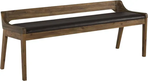 Vista 11 de Rasmus - Banco de comedor de madera de imitación de piel sintética, color marrón