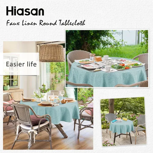 Vista 6 de Hiasan Mantel redondo de lino de 30 pulgadas, resistente a las arrugas y a las manchas, mantel de tela de poliéster lavable para comedor, cocina