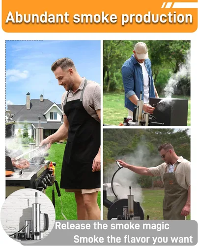 Vista 2 de Generador de humo frío para cualquier parrilla, tubo ahumador de acero inoxidable 304, tubo doble para cortar alquitrán para un sabor no graso