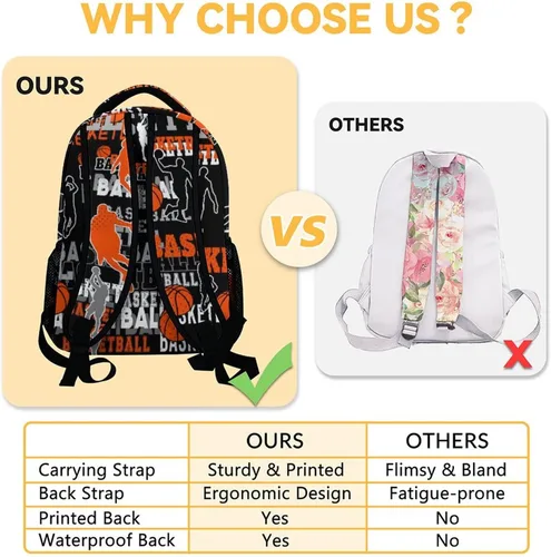 Vista 4 de Mochila de baloncesto para niños y niñas, mochilas negras de 16 pulgadas para viajes escolares, mochila ligera y fresca para niños, Baloncesto-1