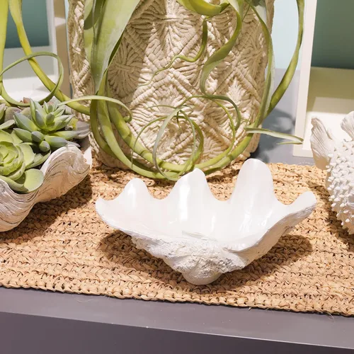 Vista 5 de Tazón decorativo para decoración de mesa de entrada, cuencos de conchas de almeja de resina, conchas de mar, mesa de consola de playa, acentos