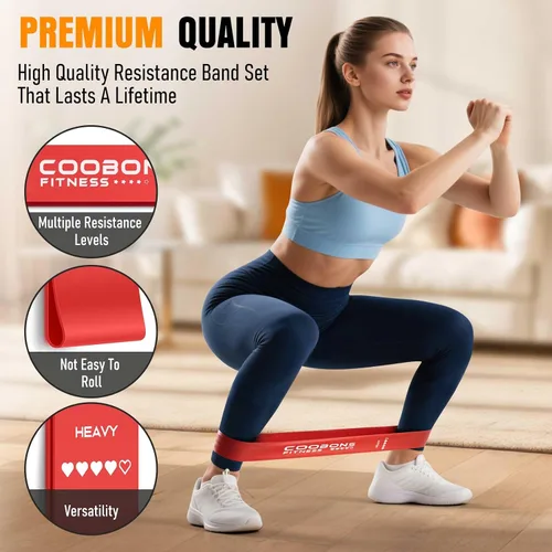 Vista 4 de Resistance Bands for Working Out, Exercise Bands Resistance Bands Set with 5 Resistance Levels, Latex Loop Bands for Women Men, Workout Bands for