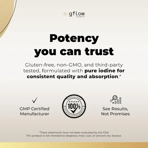 Vista 6 de Gflow Vitamins - Yoduro de potasio 65 mg por porción - Suplemento dietético, apoyo tiroideo - Suministro de 2 meses - Sin OMG - Fabricado