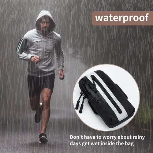 Vista 5 de Prime Comfort Brazalete para teléfono para correr, bandas para iPhone para ejercicio, bandas de brazo para correr para teléfono celular, monedero