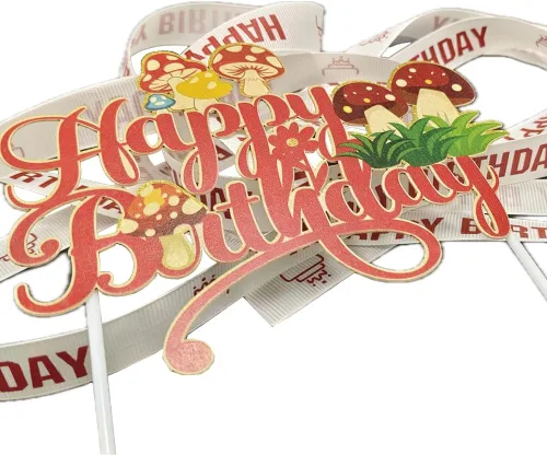 Vista 3 de PayPie Decoración de pastel de cumpleaños con purpurina roja, suministros de fiesta de cumpleaños para niños y niñas