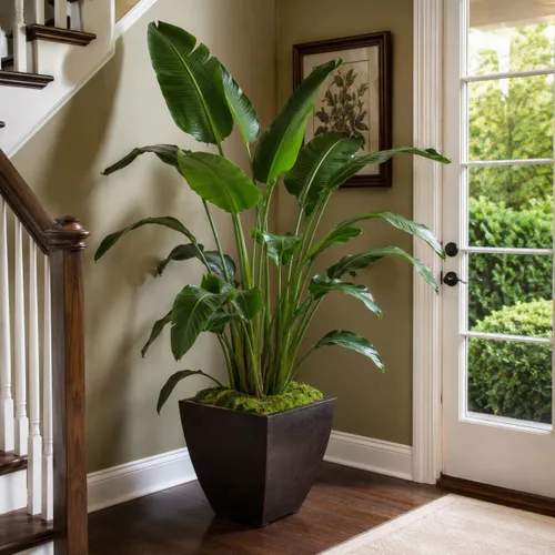 Vista 2 de Pájaro naranja del paraíso Strelitzia Reginae 3 plantas vivas Espécimen floreciente tropical perenne
