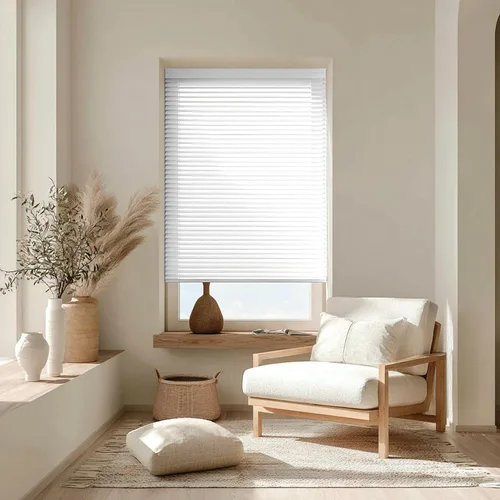 Vista 9 de CHICOLOGY Mini persianas inalámbricas para ventanas de interior, 12 pulgadas de ancho x 36 pulgadas de alto, listones de vinilo blanco de 1 pulgada