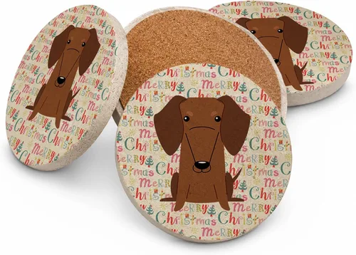 Vista 126 de Abyssinian Sand Terrier Merry Christmas - Posavasos grandes de piedra arenisca (4 unidades)
