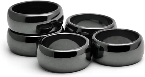 Vista 19 de Morchic - Anillos unisex de piedras de hematita, para equilibrar ansiedad, chakra raíz, (paquete de tamaños mixtos)