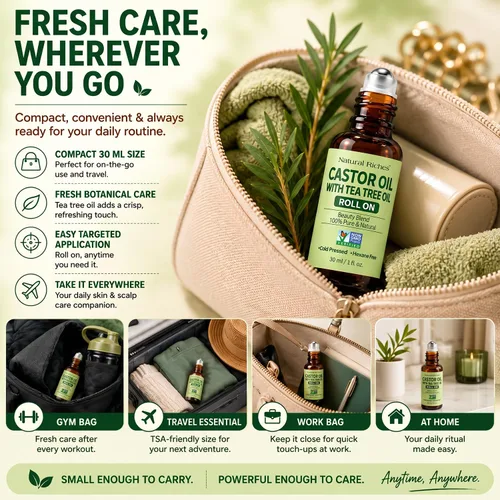 Vista 8 de Natural Riches Rollo de aceite de árbol de té con ricino en 1 fl oz
